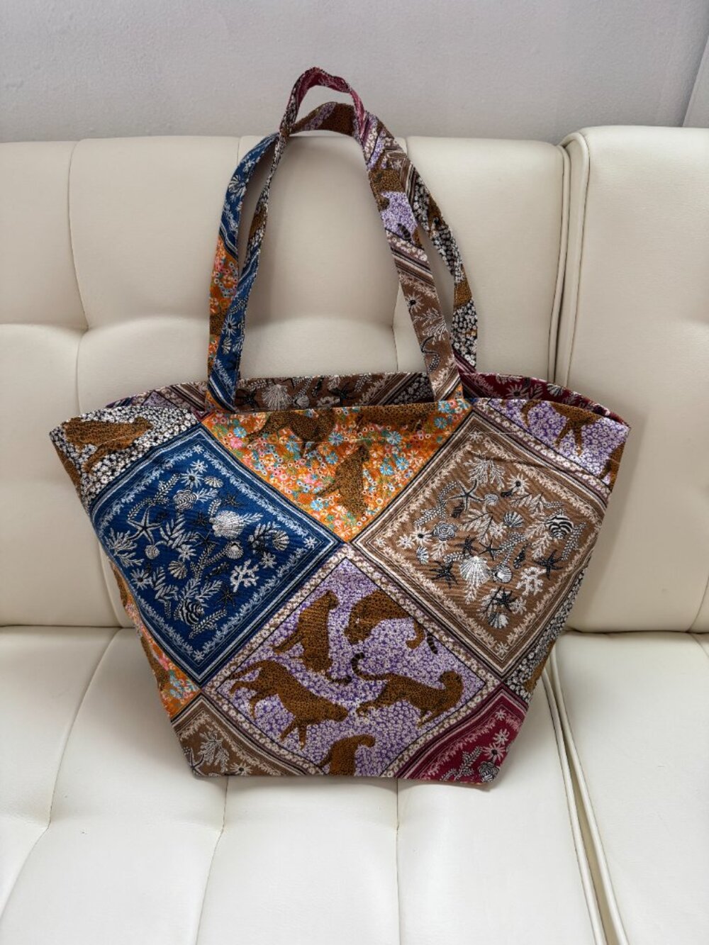 Sézane x Inouï Editions limited edition animal jaguar seashells cotton tote NWOT